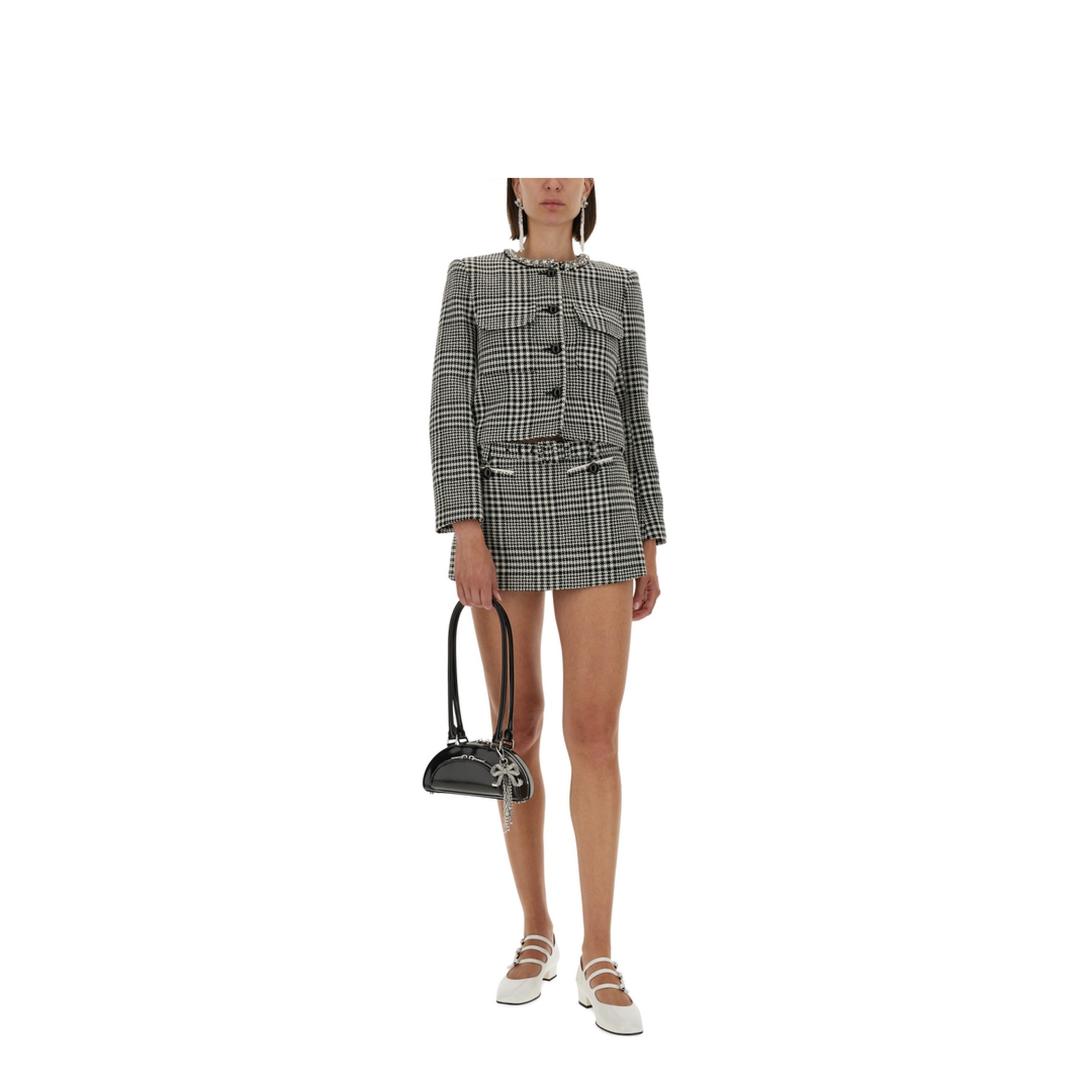MAYFEYR - Self Portrait - Houndstooth Skirt Pants - PF25111SKBWBLACKANDWHITE