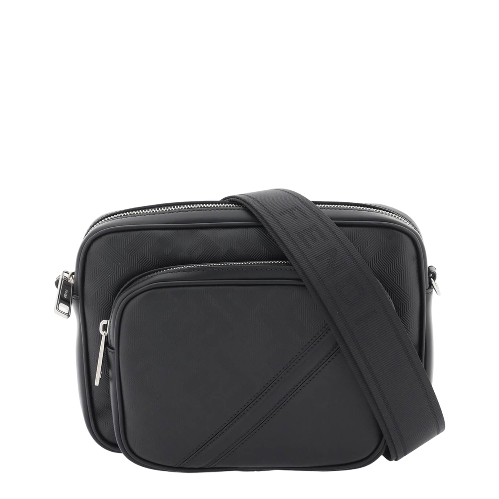 Diagonal Leather Crossbody Bags - Black