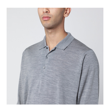 MAYFEYR - John Smedley - Light Grey Wool Polo Shirt - COTSWOLDWOSI
