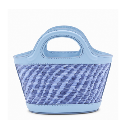 Blue Wavy Raffia-Effect Tropicalia Micro Bag