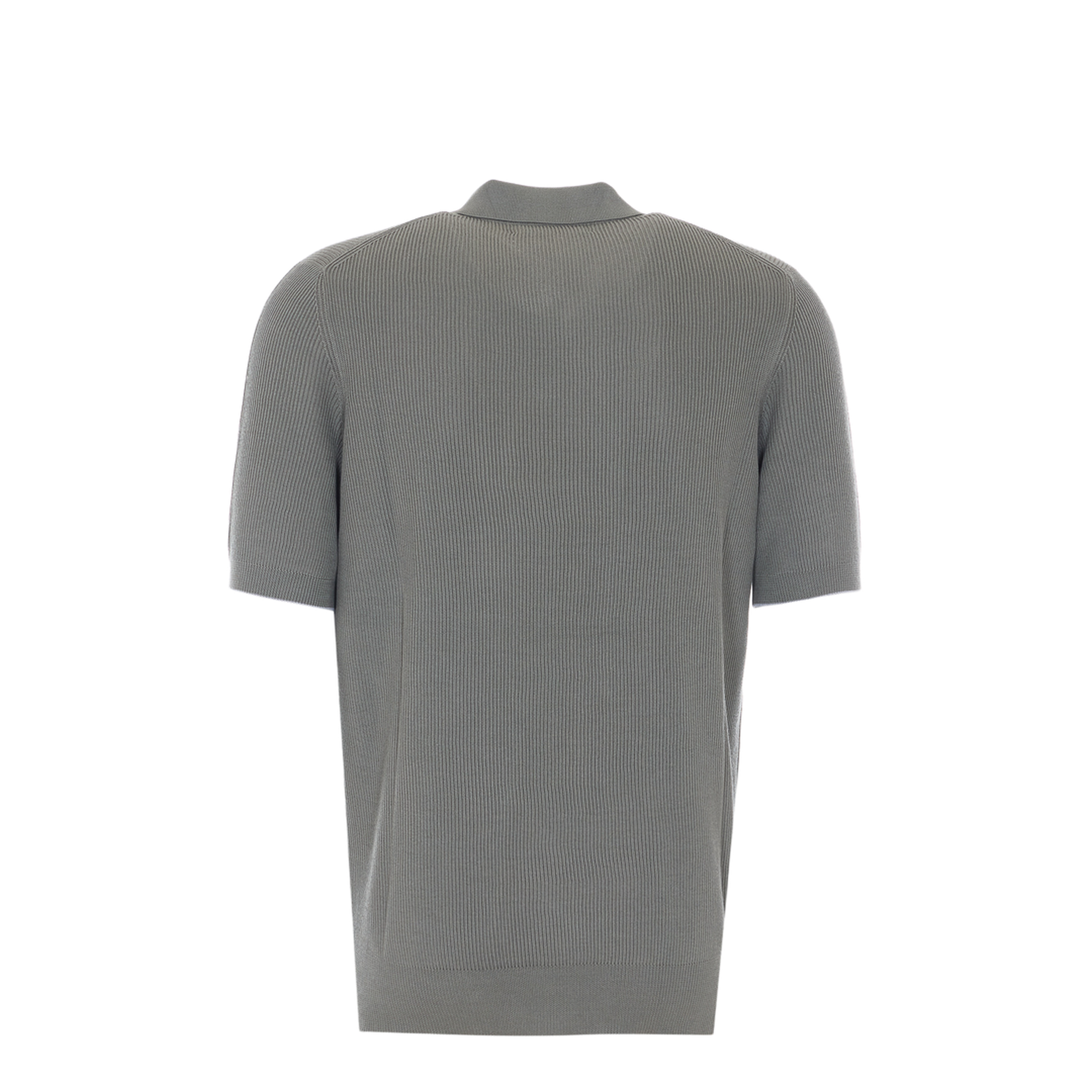 Cotton Rib Knit Polo Shirt Grey