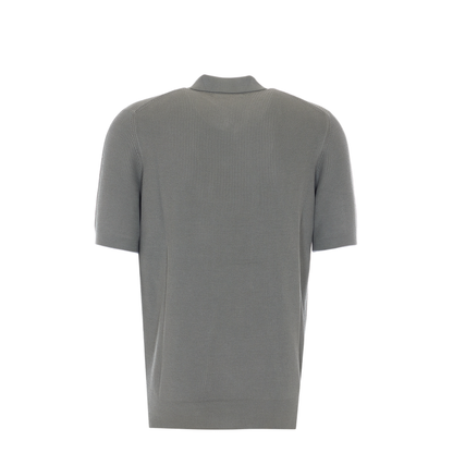 Cotton Rib Knit Polo Shirt Grey