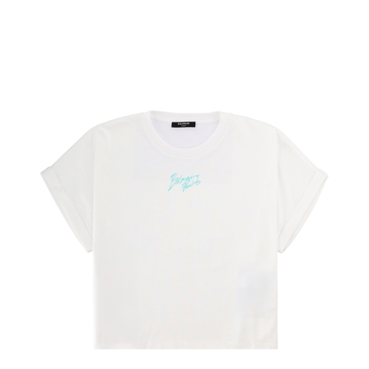 MAYFEYR - Balmain - Cropped T-Shirt With Logo - GF1EE005BD40GXF