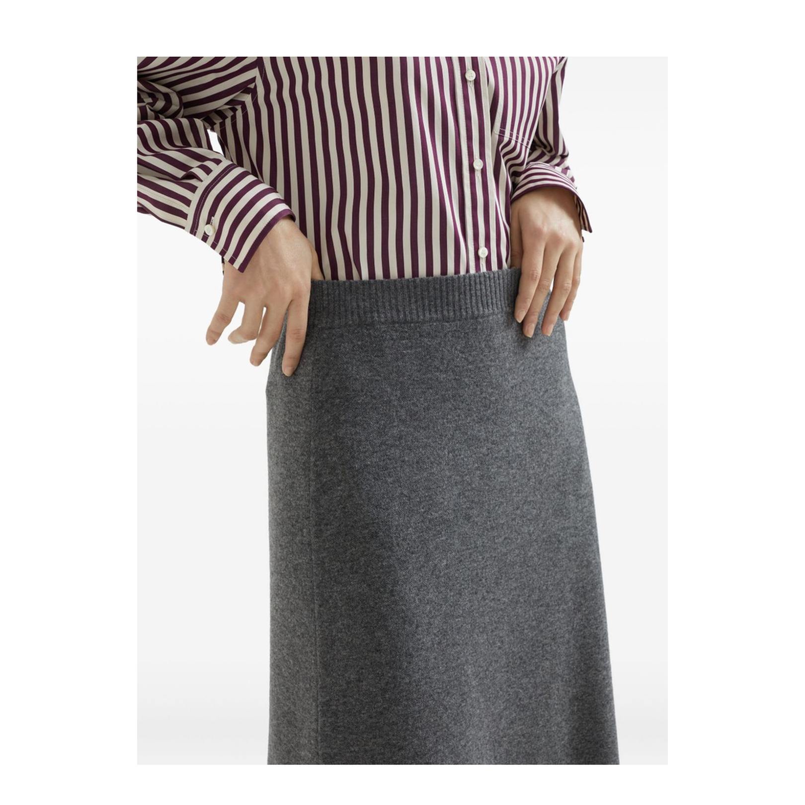 Medium Grey Cashmere Midi Skirt