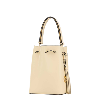 Ivory Leather VLogo Signature Bucket Bag