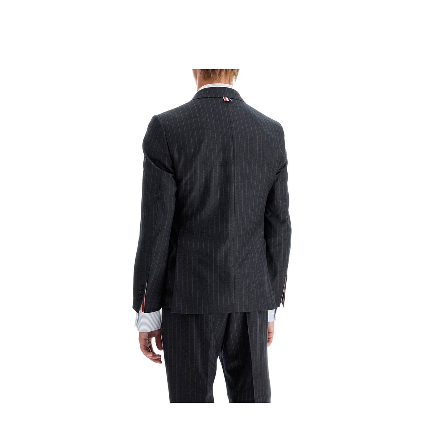 Grey Pinstripe Single-Breasted Jacket