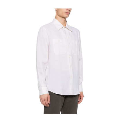 Ecru Linen Shirt with Chest Pockets