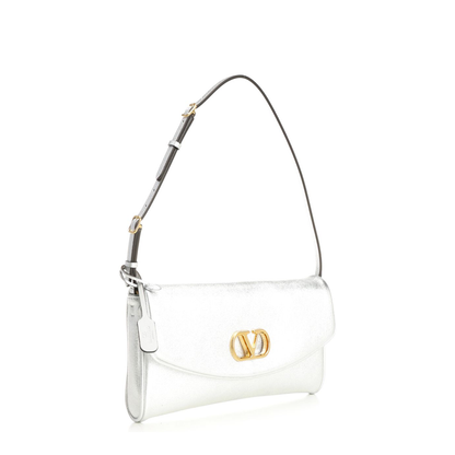 Silver Nappa Leather Shoulder Bag