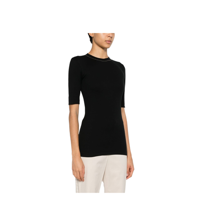 Stretch Cotton Ribbed Jersey T-Shirt