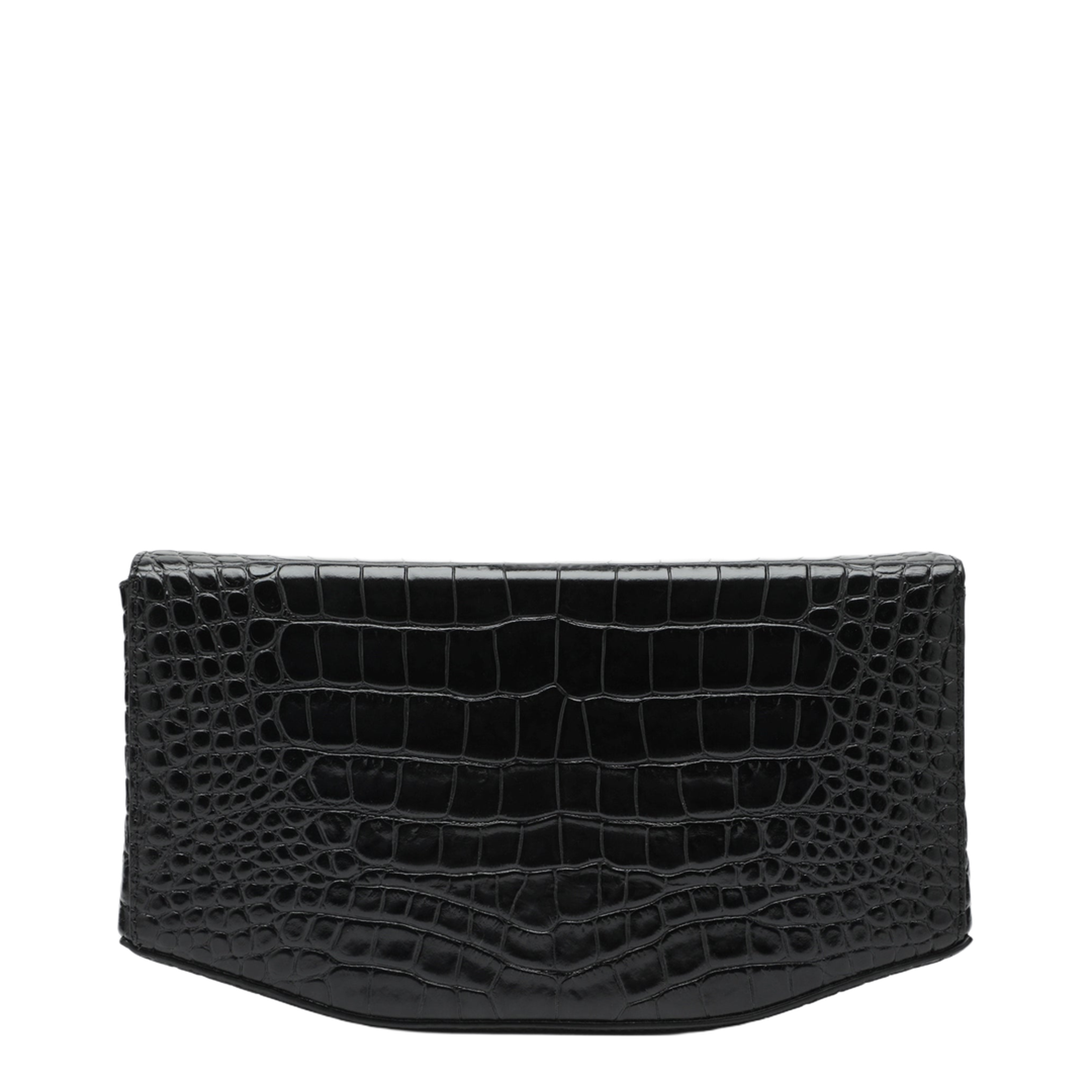 MAYFEYR - Toteme - Clip Croc-Embossed Leather Shoulder Bag In Black - 263-WAL0133LE0076001