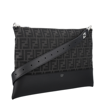Diagonal Medium Leather Crossbody Bags - Black