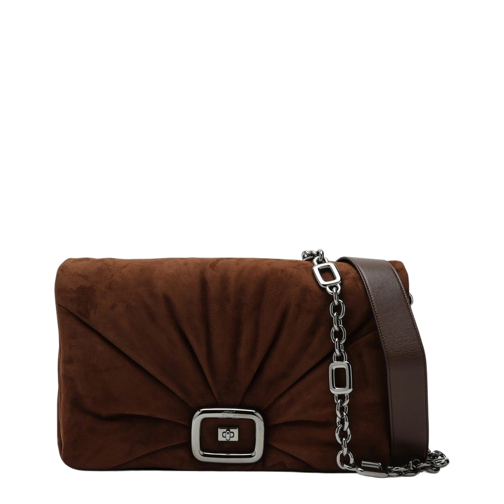 Brown Suede Viv Choc Leather Shoulder Bag