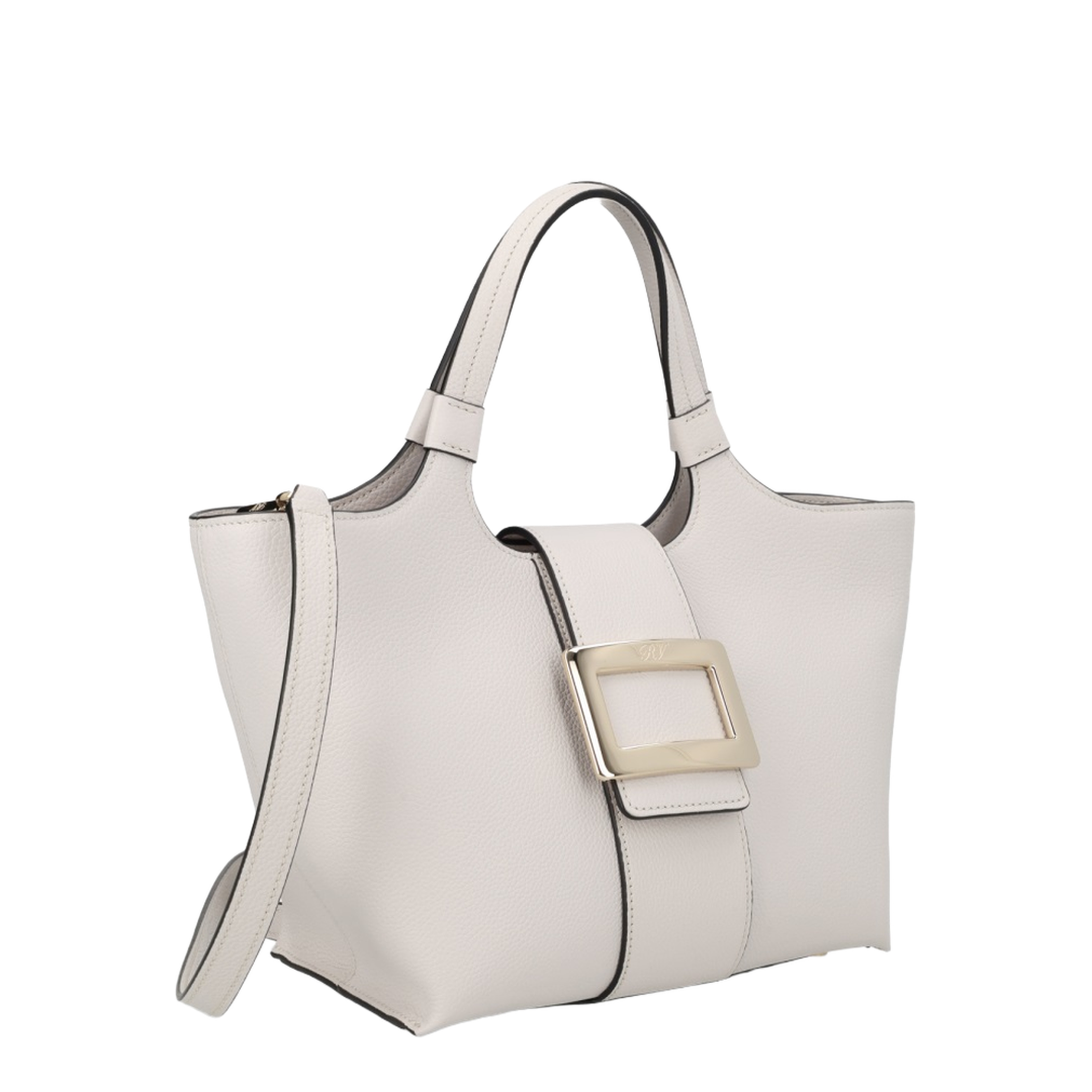 Belle Vivier Mini Shopping Bag In Ice White Calfskin - Ice White