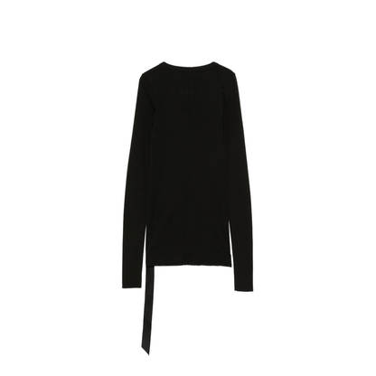 MAYFEYR - Rick Owens - Black Cotton Jersey Round Neck Long Sleeve T Shirt - DS02F6217RN09