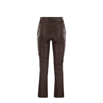 Stretch Nappa Leather Square Cigarette Trousers with Jewellery