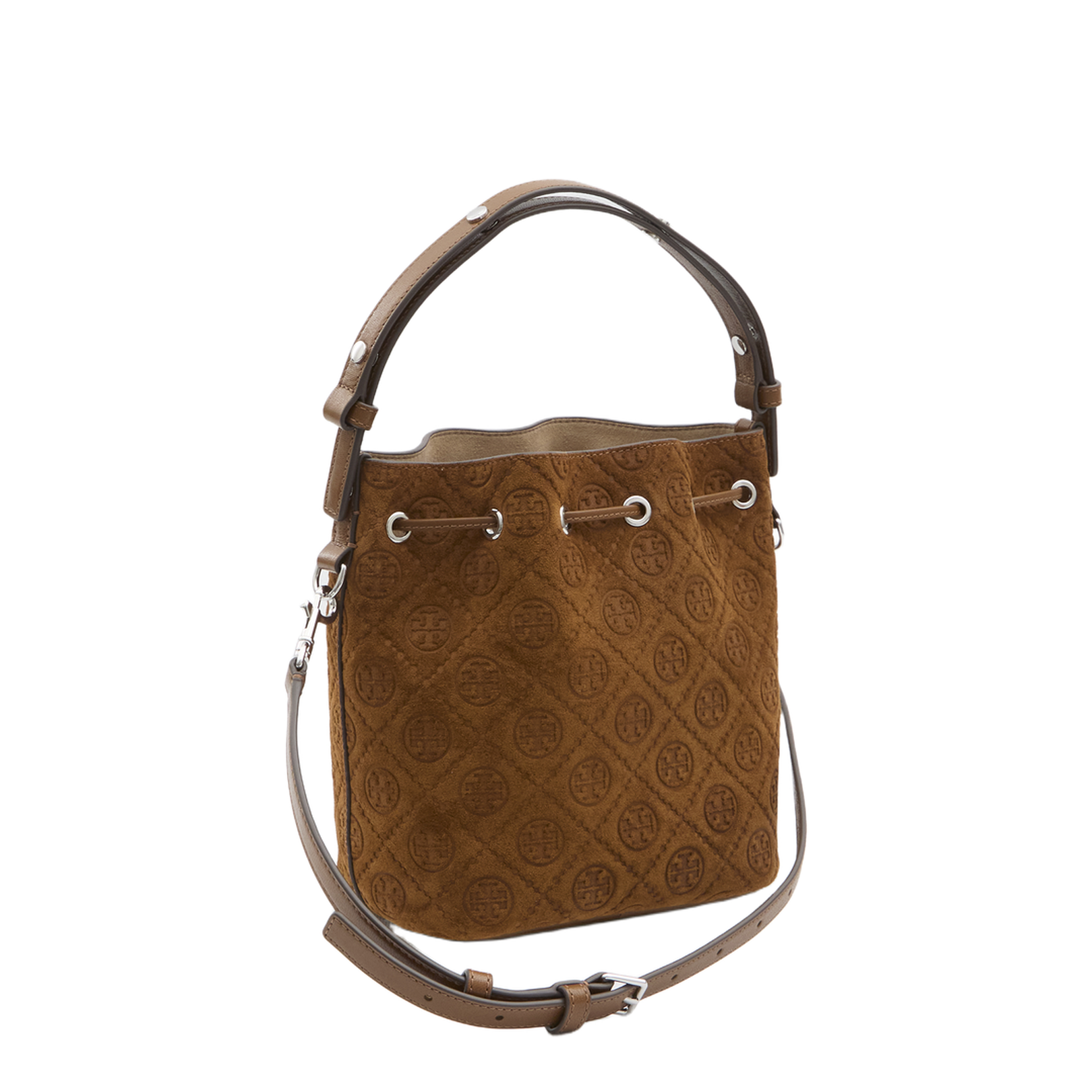 T Monogram Suede Bucket Bag