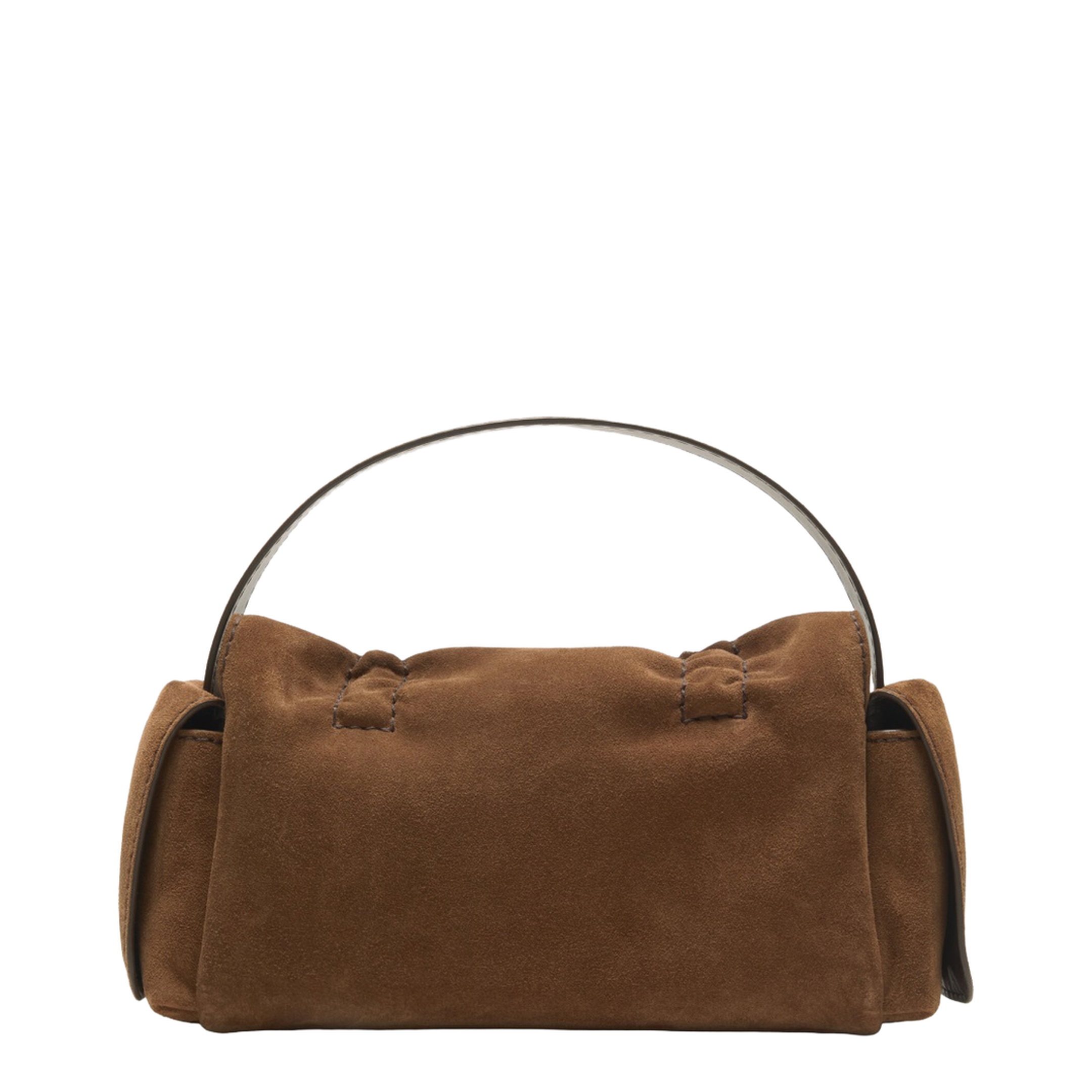 Multi-Pocket Suede Shoulder Bag