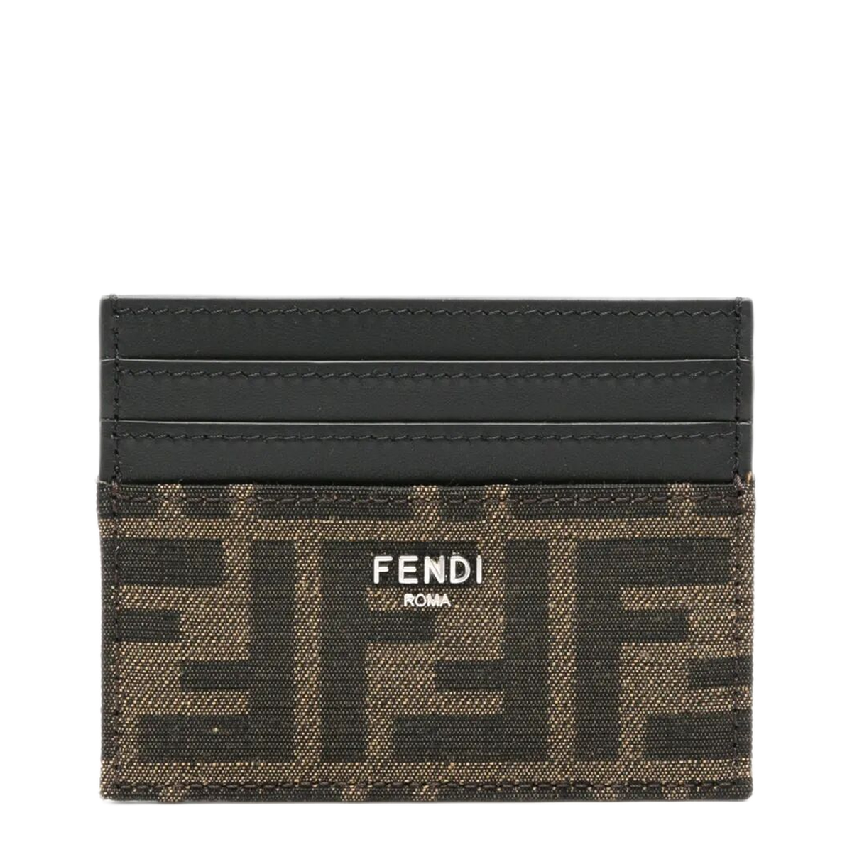 FF Jacquard Card Holder Leather Brown