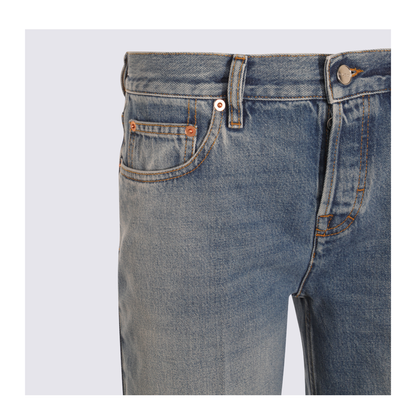 Straight Fit Denim Pants in Light Blue