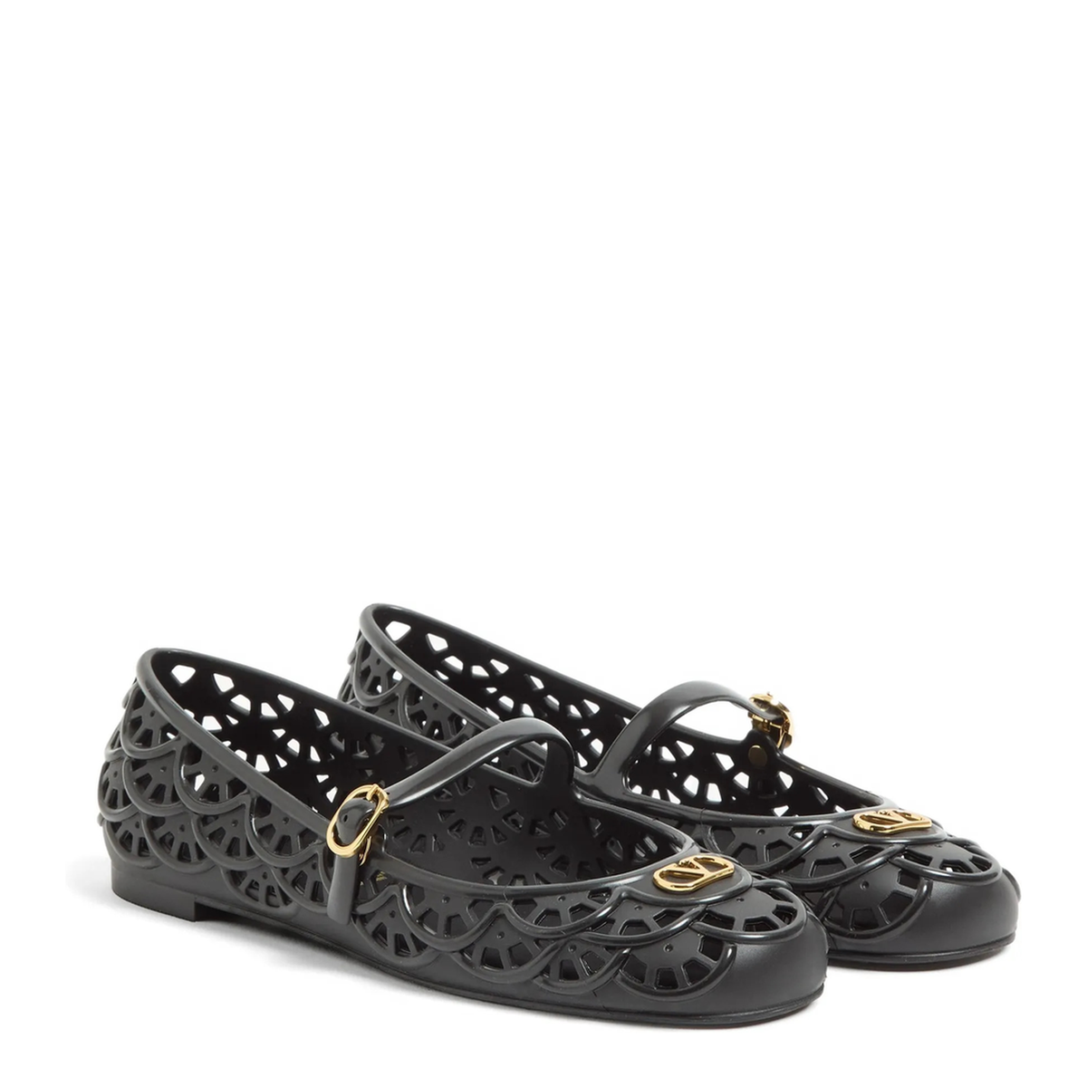 Black VLogo Signature Rubber Ballet Flats