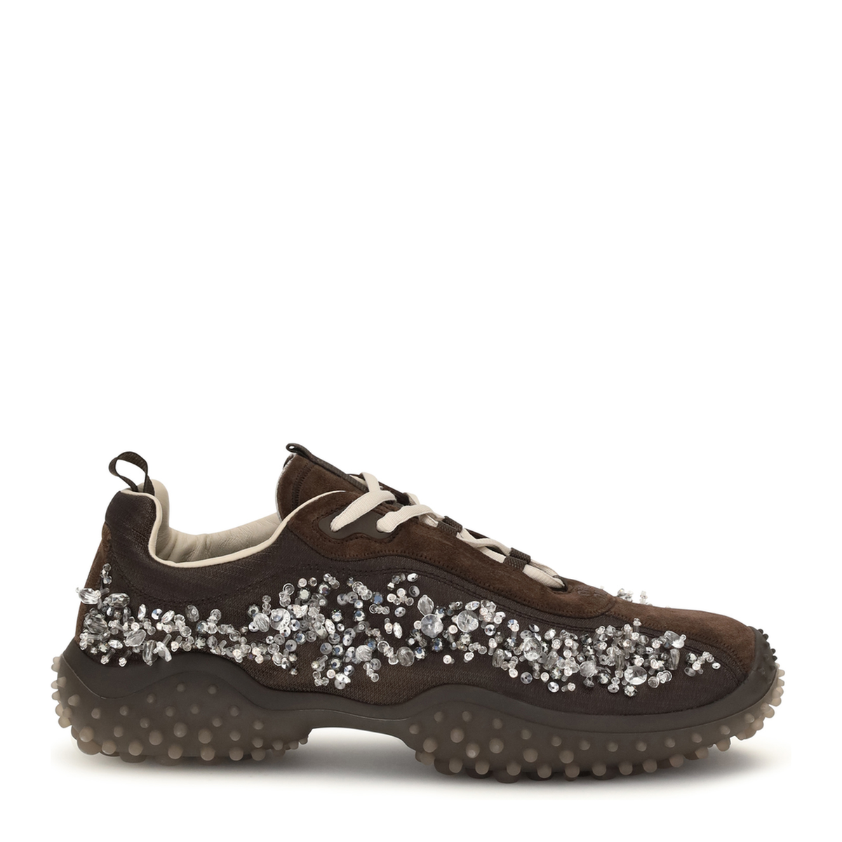 MAYFEYR - Miu Miu - Suede And Technical Fabric Sneakers With Crystals - 5E808EFA0453ZR4F0003