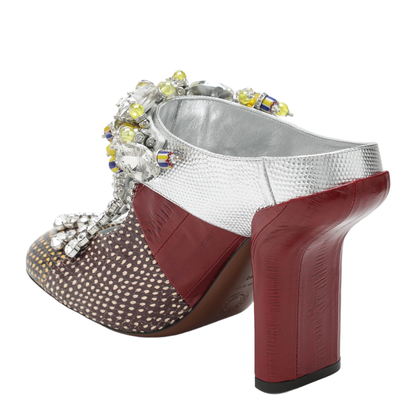 Patchwork Leather Mules With Decoration