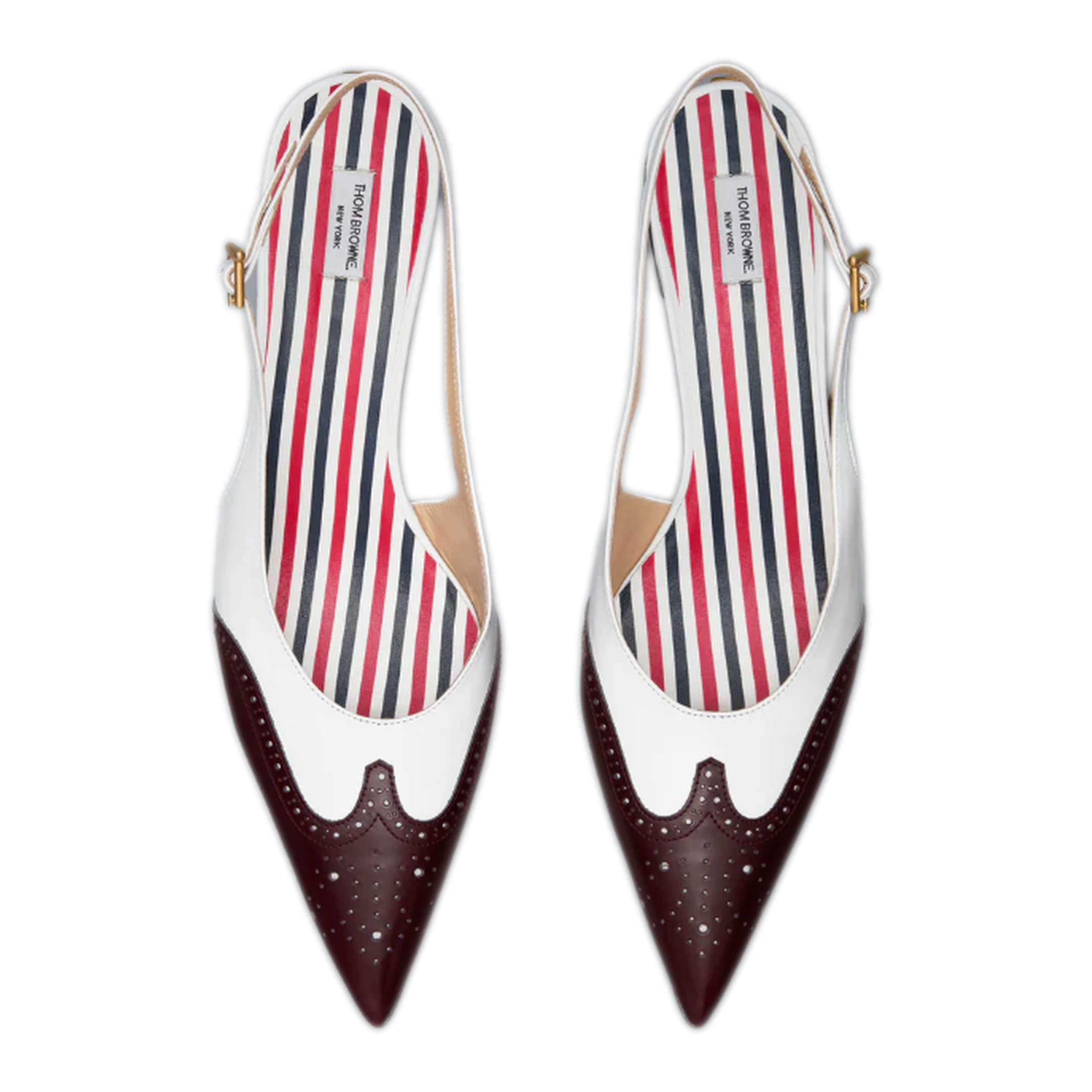 MAYFEYR - Thom Browne - Point Slingback With 50Mm Round Curved Heel In Shiny Baby Calf Leather With Soft Spazzolato - FFI017AL0126612