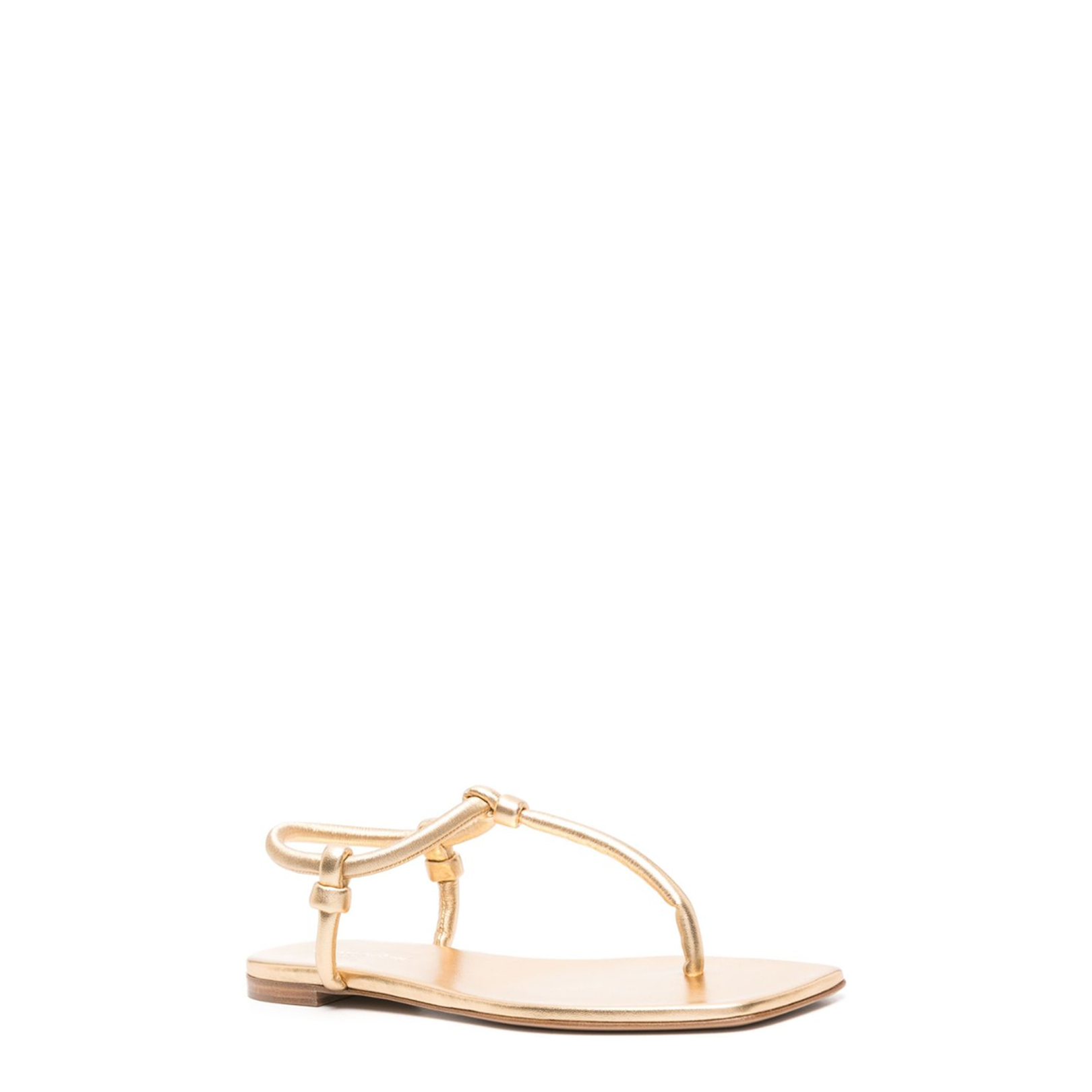 Gold-tone Nappa Leather Thong Sandals
