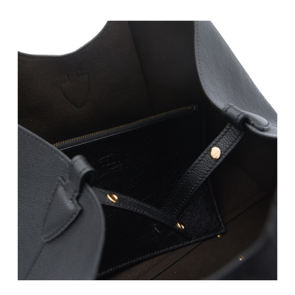 T Timeless Small Calf Leather Shopping Bag - Black