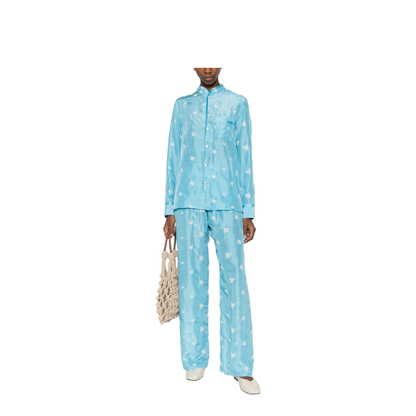 MAYFEYR - Forte Forte - Embroidered Silk Trousers In Blue - 14869MYPANTSTURCHINO