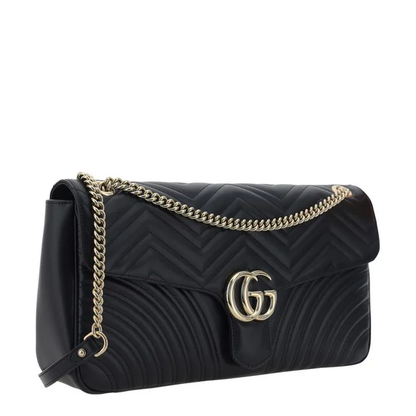 GG Marmont Large Leather Shoulder Bag - Black