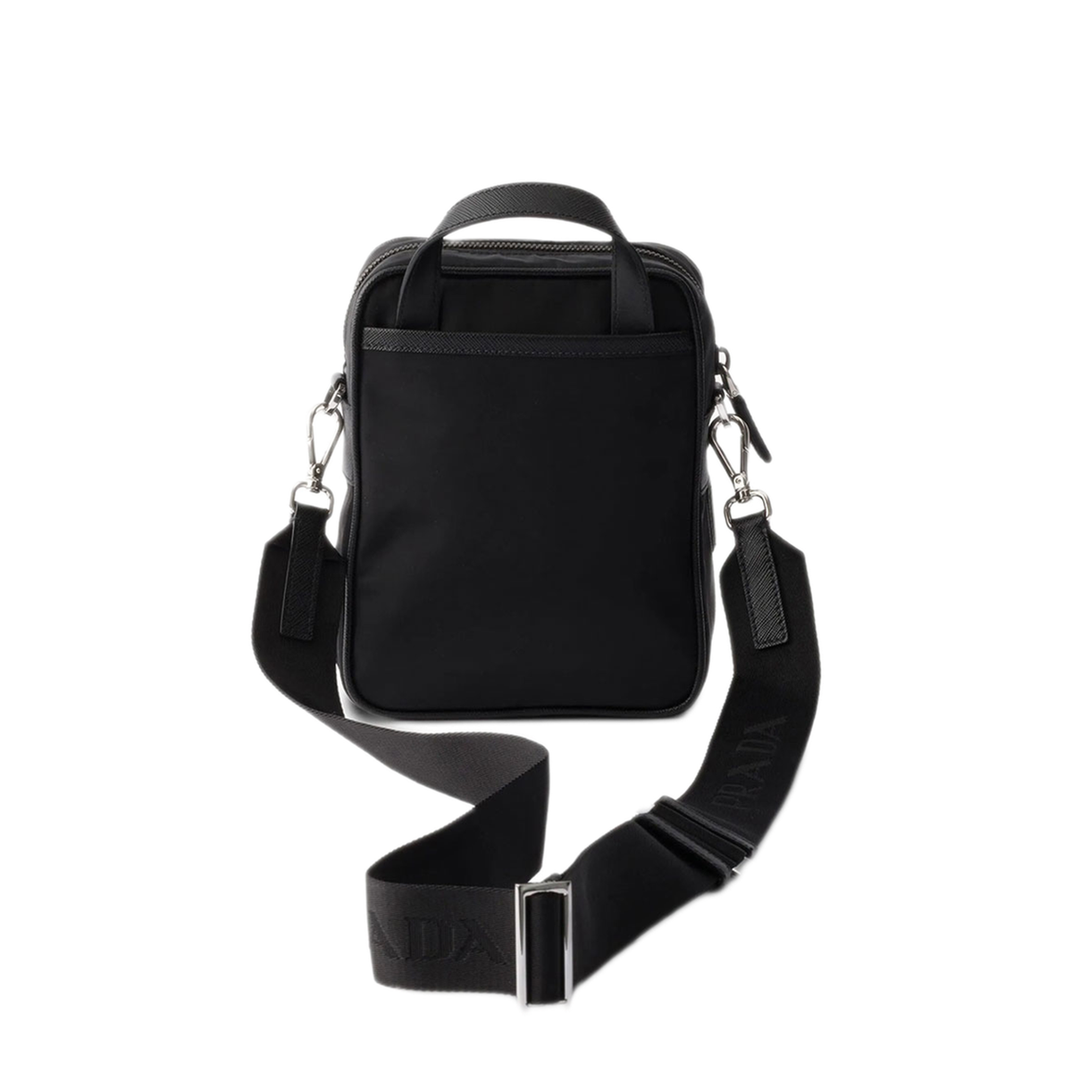 Bandoliera Re-Nylon Saffiano Leather Shoulder Bag - Black