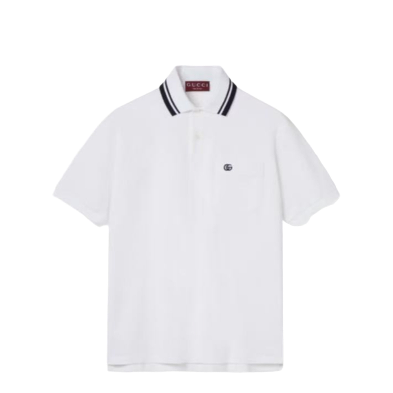 Cotton Piquet Polo Shirt with Embroidery in White