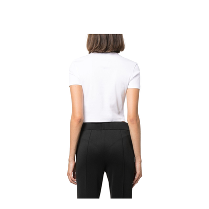 White Cropped T-Shirt with Logo