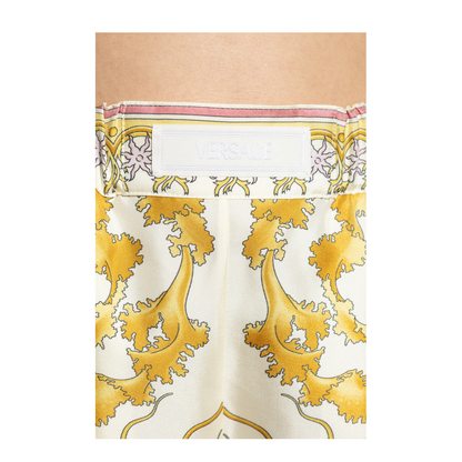 Multicolor Shorts With Elastic Waist And All-Over Underwater Barocco Print In Silk