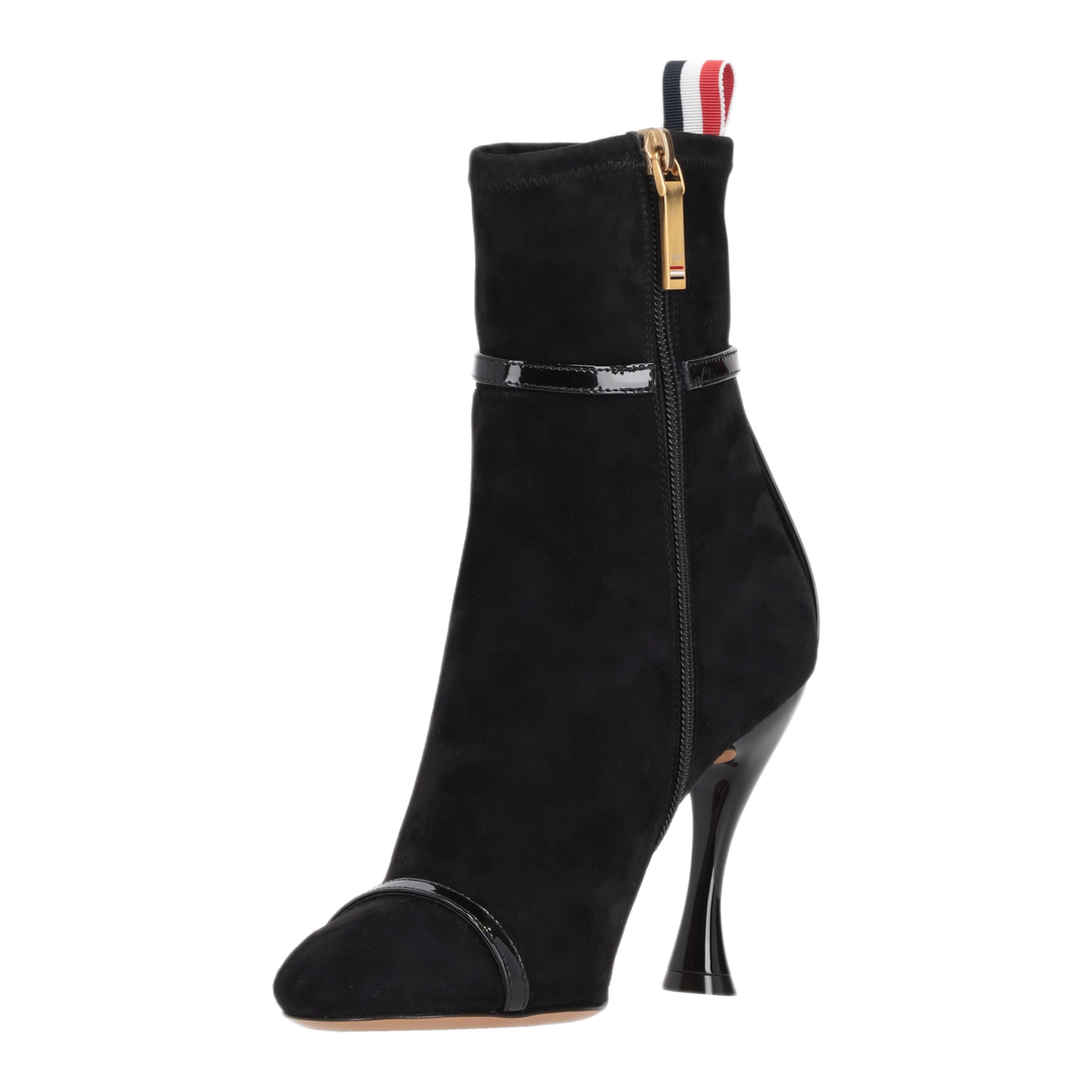 MAYFEYR - Thom Browne - Trompe L'Oeil 4-Bar Sandal Ankle Boot W/ 105Mm Round Curved Heel In Stretch Soft Suede - FFB263AL0178001
