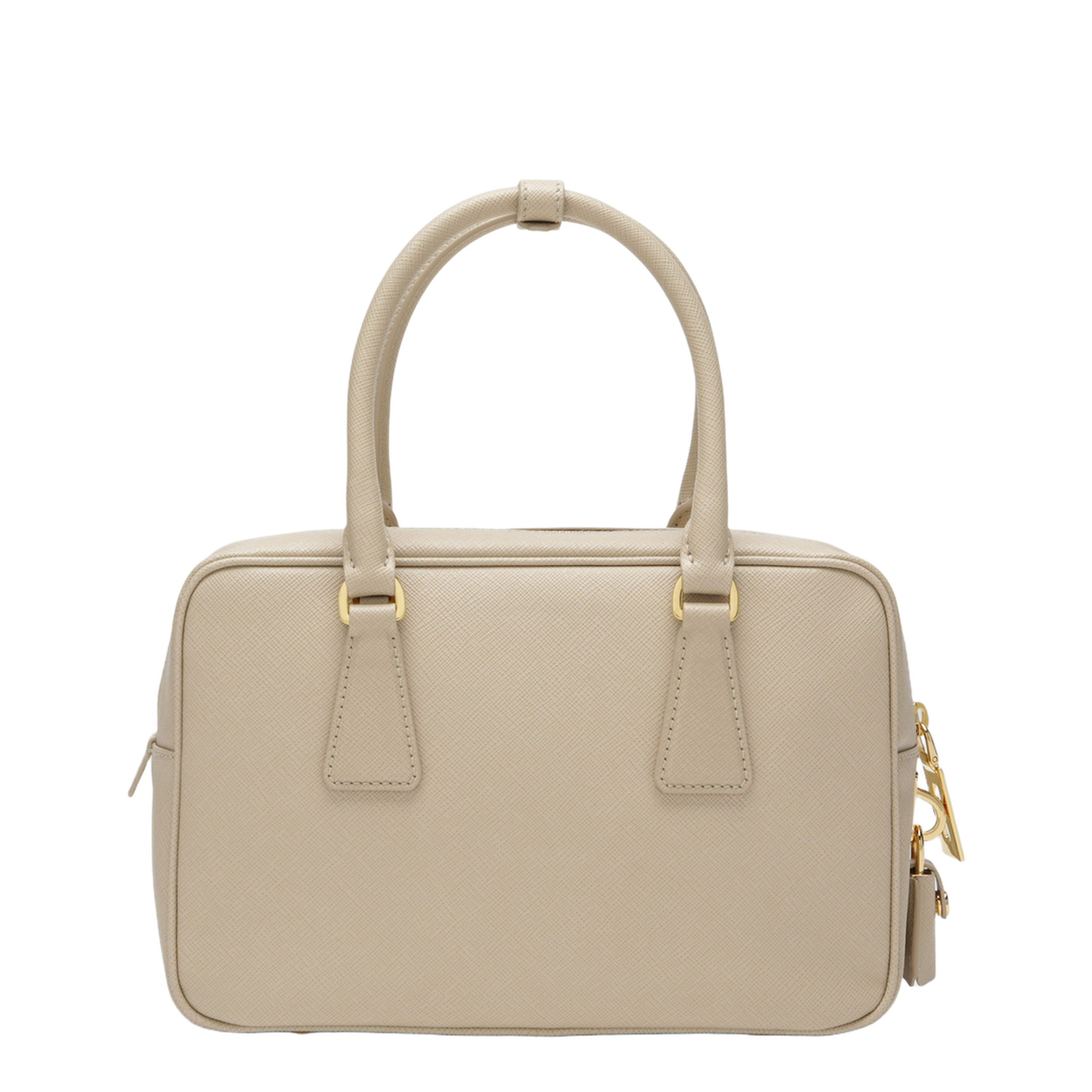 Bauletto Saffiano Leather Top-Handle Bag - Travertine Stone