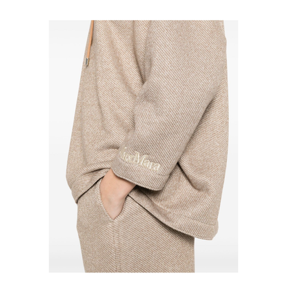Camel Brown Drawstring Hood Sweater