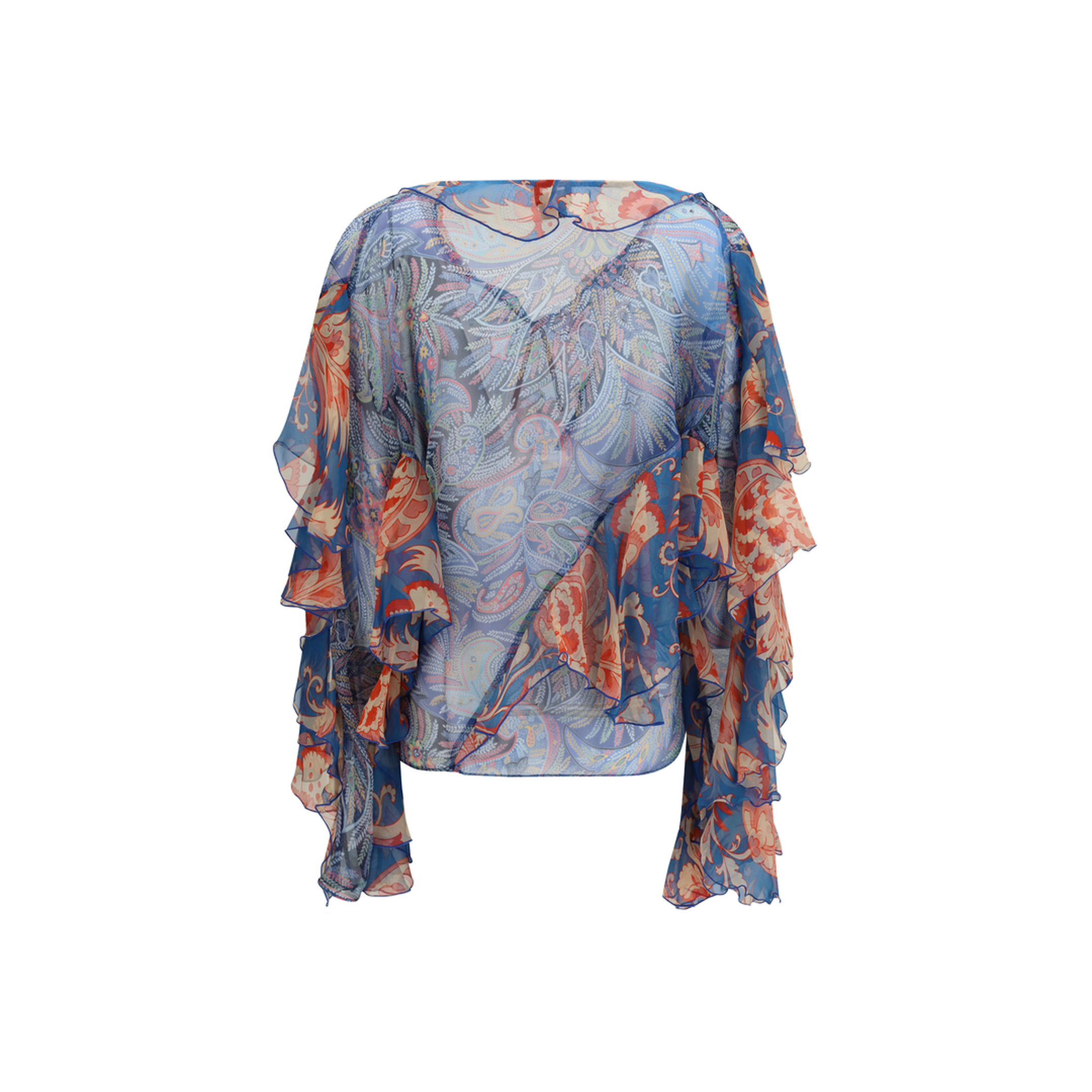 MAYFEYR - Etro - Long-Sleeve Silk Shirt With Ruffles And Floral Motif - WRJA017799SA1Q7