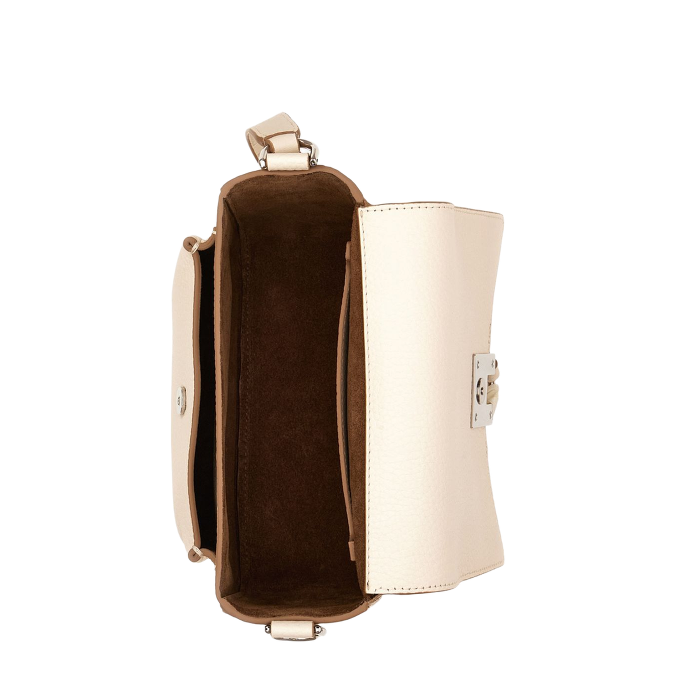 Trend Medium Hammered Leather Flap Bag - Light Beige