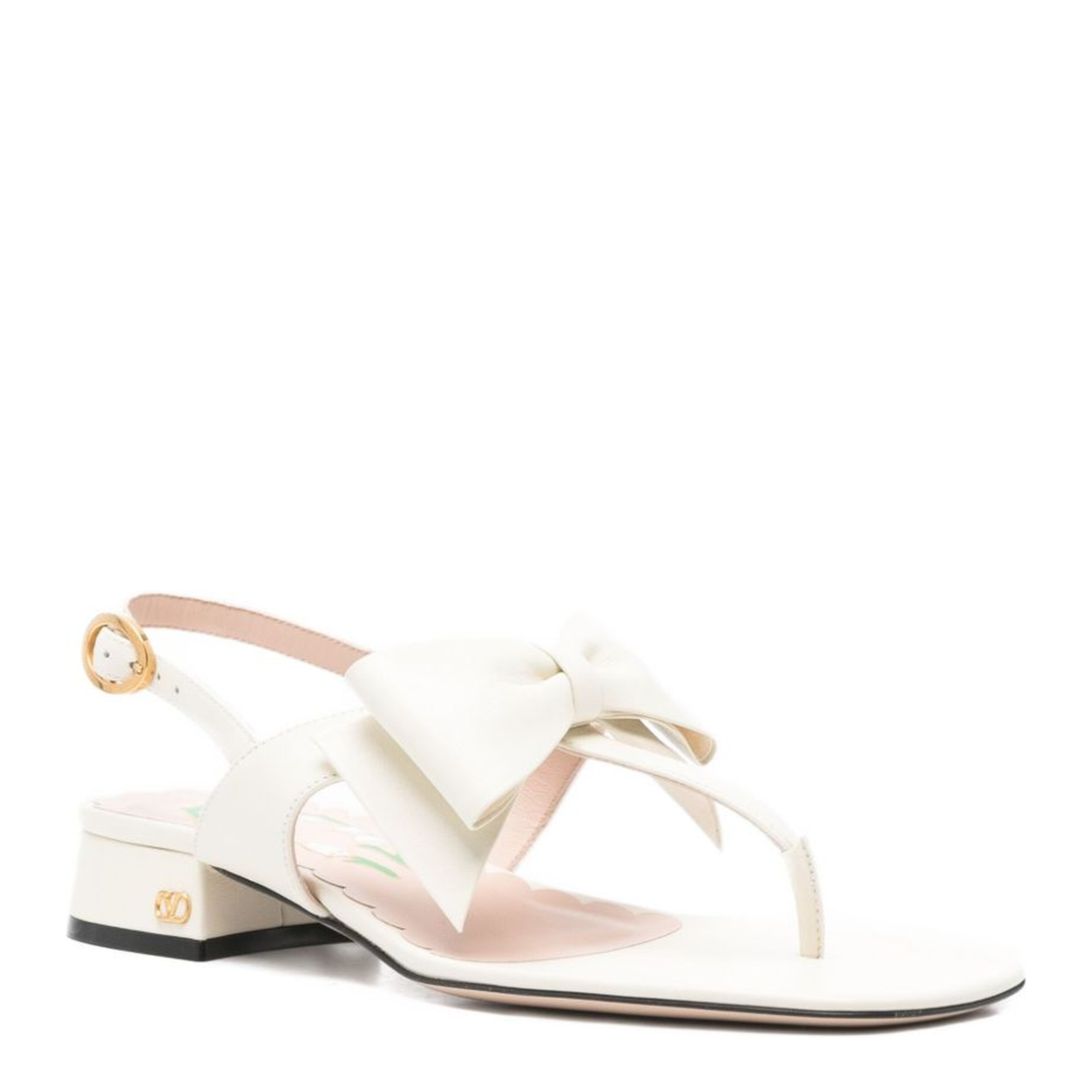 Bow Leather Thong Sandals
