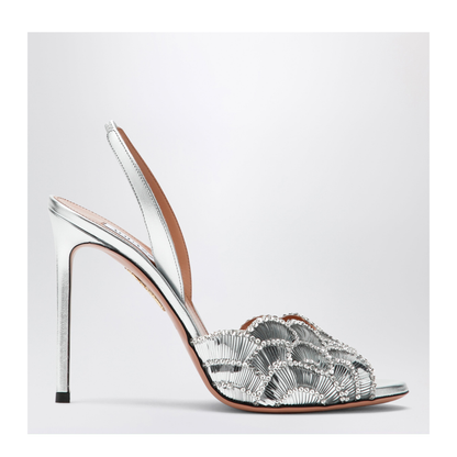 Silver Sandals in Nappa Leather
