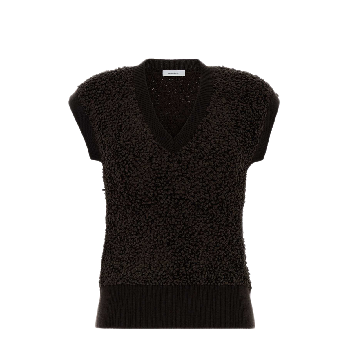MAYFEYR - Ferragamo - Dark Brown Boucle Vest - 13H751788430DARKEXPRESSO