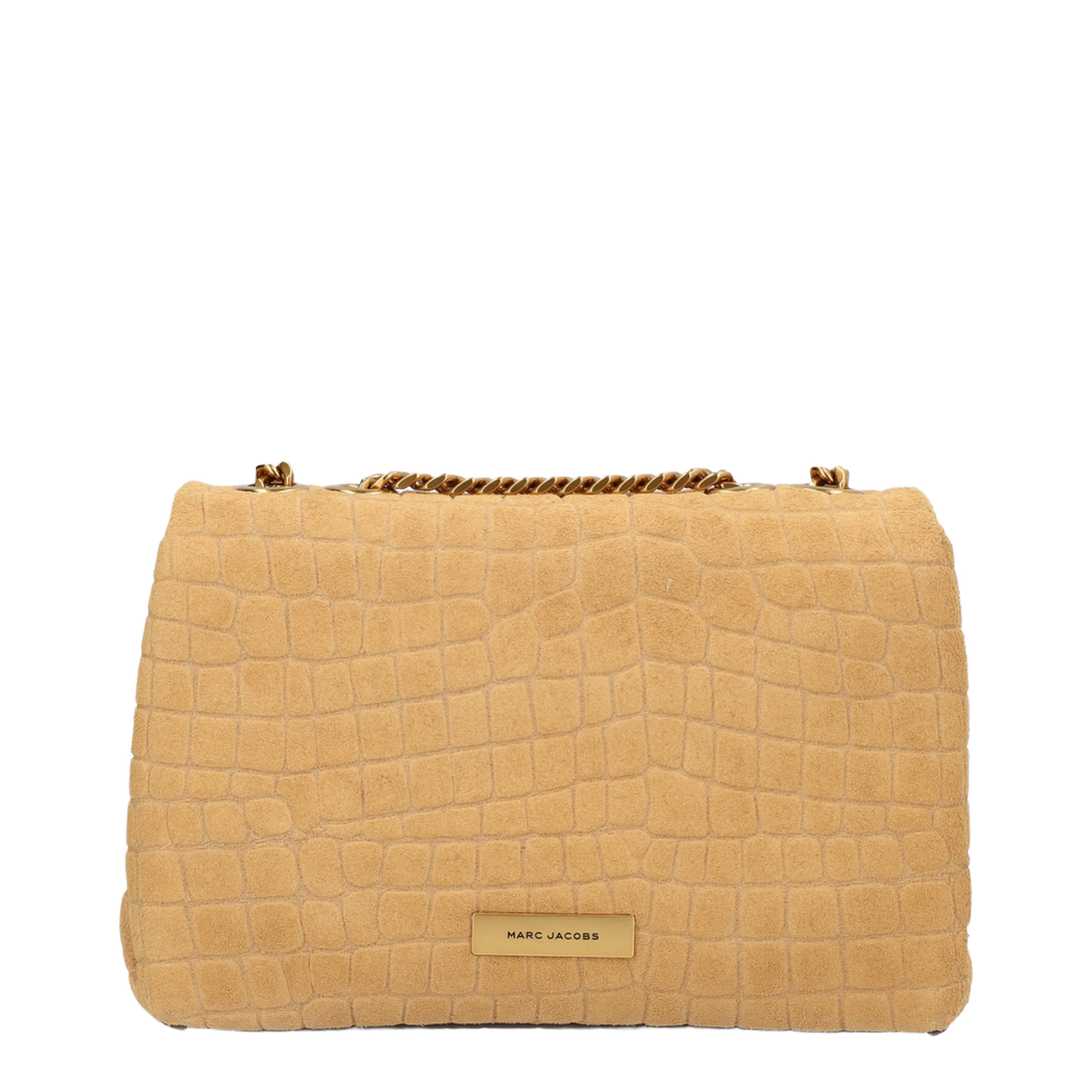 The Slim Dual Crocodile-Embossed Italian Suede Shoulder Bag - Sahara