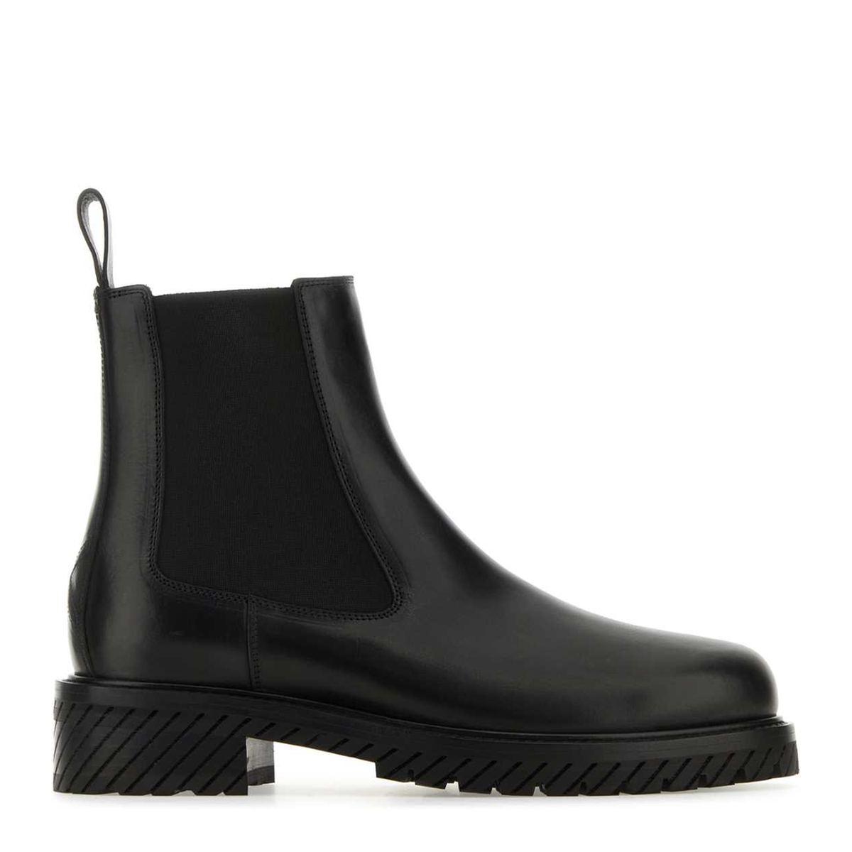 MAYFEYR - Off-White - Black Leather Combat Ankle Boots - OMID026F23LEA0011010