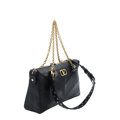 Black Leather Panthea Shopping Bag