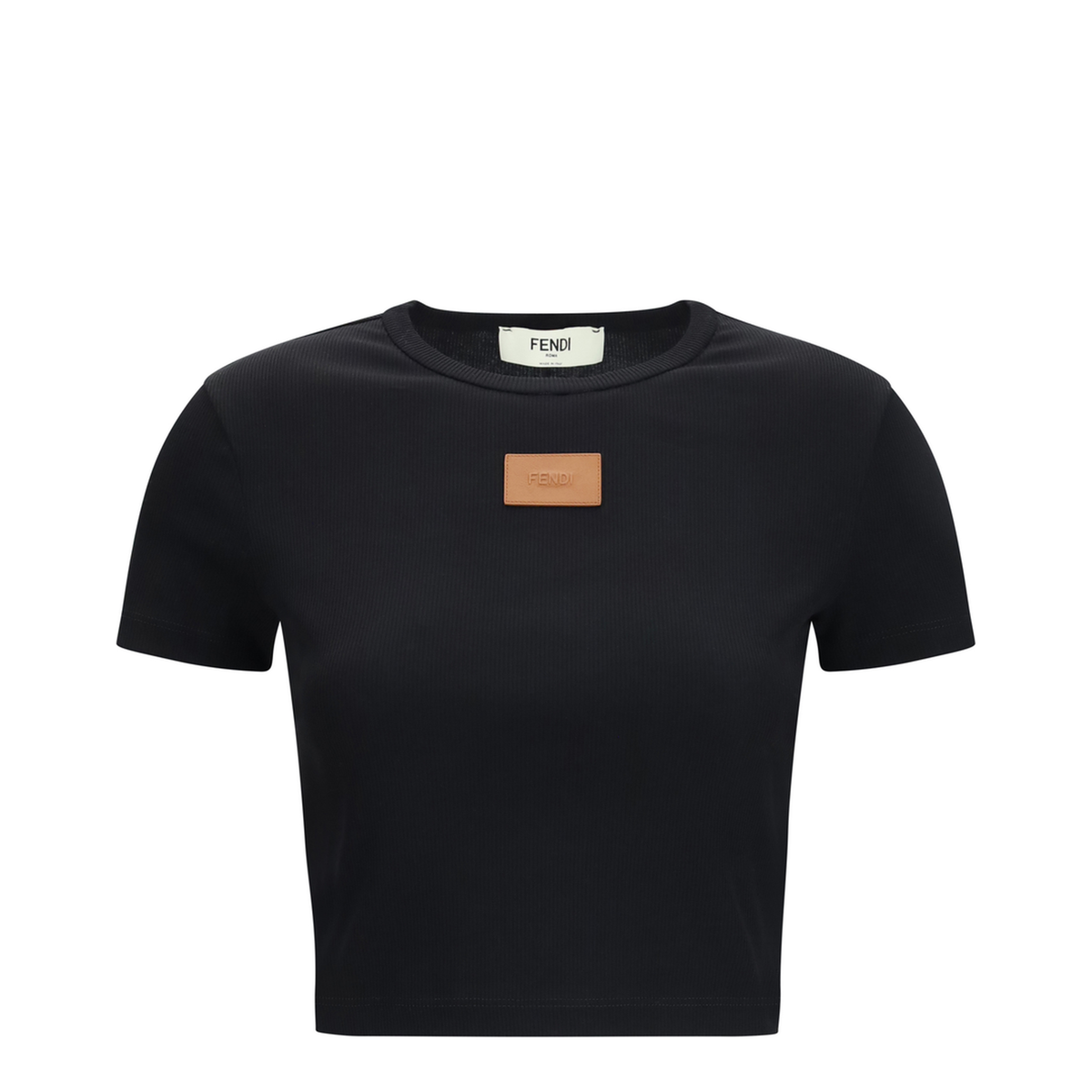 Black Cotton T-Shirt With Logo Patch