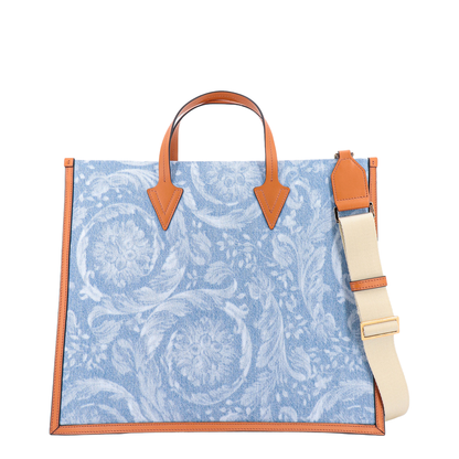 Denim Allover Logo Tote