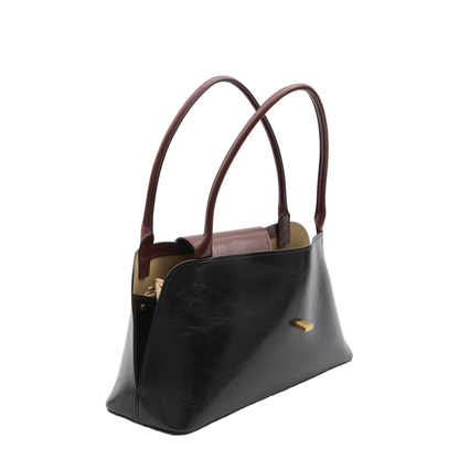 Vivian Medium Calf Leather Shoulder Bag - Aj Black Rosewood