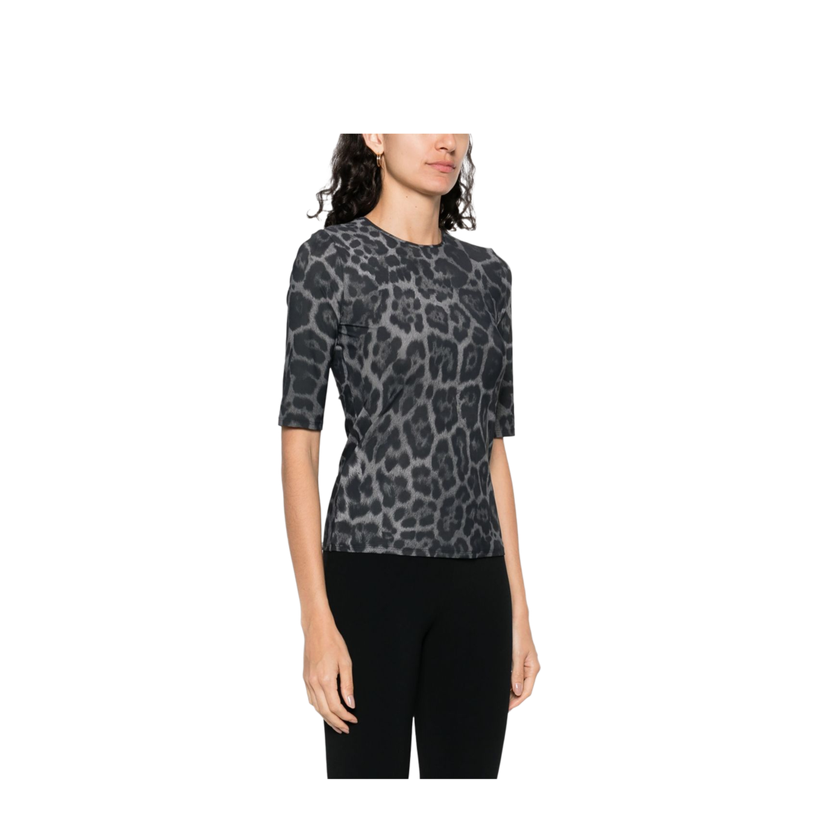 Ash Grey Leopard-Print Short-Sleeve T-Shirt